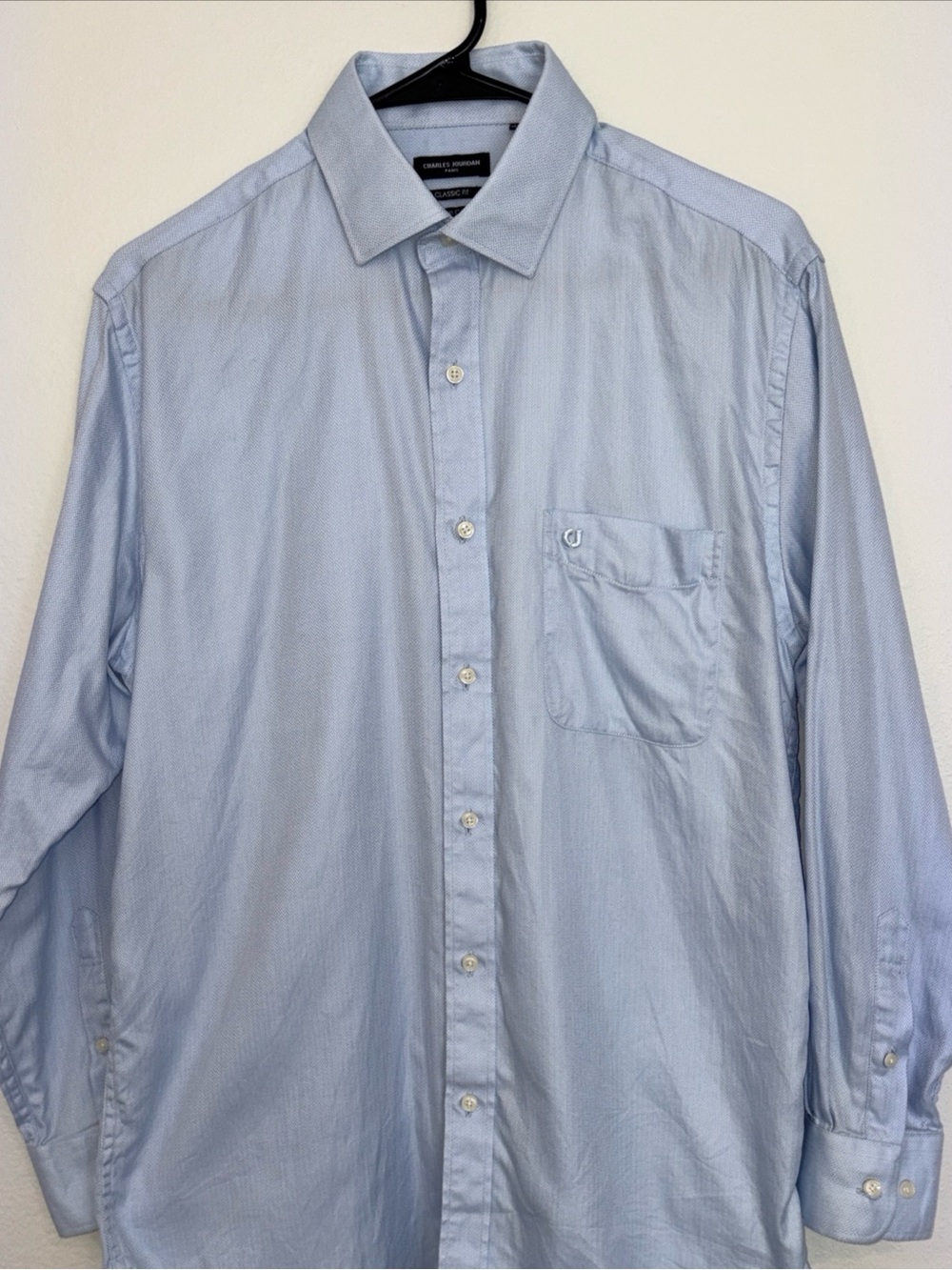 Charles Jourdan Paris Premium Cotton Light Blue Men's Button-Up Dress Shirt